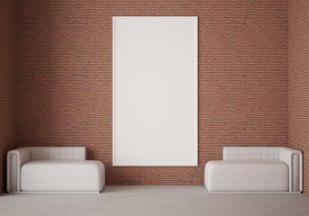 3D Mockup poster in Modern interior design minimal style