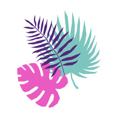 Tropical Exotic Palm Leaf Silhouette Poster Element.