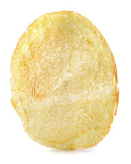 Potato chips are isolated on a white background.