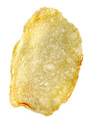 Potato chips are isolated on a white background.