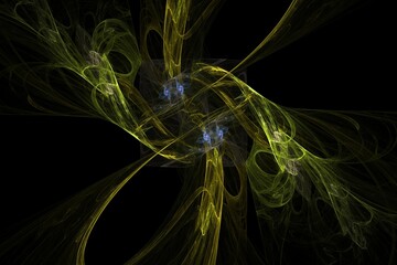 Beautiful Digital Fractal with vibrant cosmic lines and smooth flowing colors showing symmetry - obrazy, fototapety, plakaty
