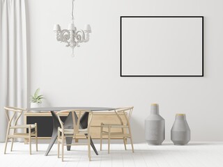 3D interoir design for dinning room and mockup frame