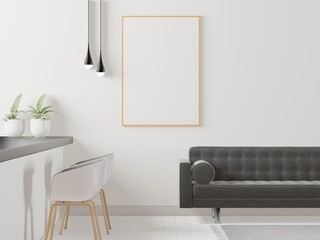 3D interoir design for living room and mockup frame