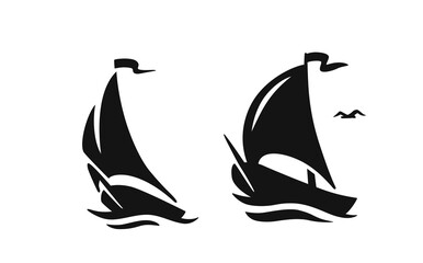 Sailing boat, sailboat symbol logo