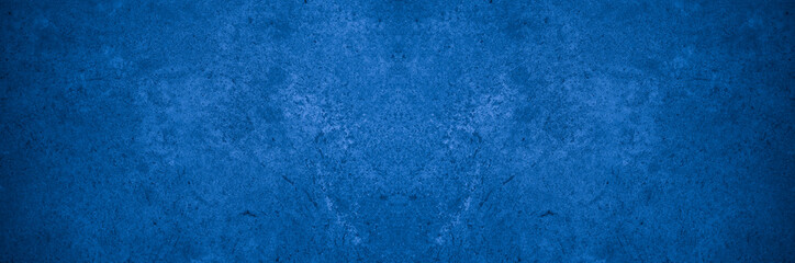 Old wall pattern texture cement blue dark abstract  blue color design are light with black gradient background.