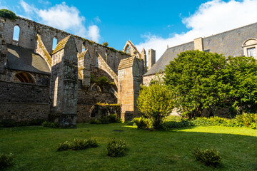 Obraz premium Walls of the ruined church of Abbaye de Beauport in the village of Paimpol, Côtes-d'Armor department, French Brittany. France