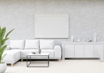 3D interoir design for living room and mockup frame