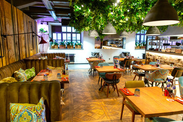 Interior of cozy restaurant in the modern style
