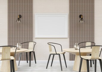 3D interoir design for living room and mockup frame