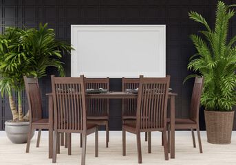 3D interoir design for living room and mockup frame