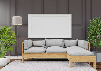 3D interoir design for living room and mockup frame