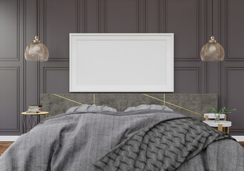 3D interoir design for bedroom and mockup frame
