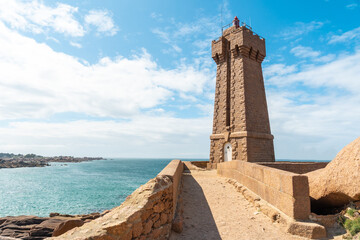 Lighthouse Mean Ruz is a building built in pink granite, port of Ploumanach, in the town of...
