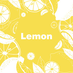 Fresh lemons background. Hand drawn overlapping backdrop. Colorful wallpaper vector. Seamless pattern with fresh fruits collection. Decorative illustration, good for printing