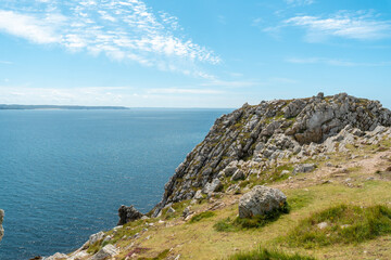Pen Hir Point on the Crozon Peninsula in French Brittany, the beautiful coastline and beaches, France