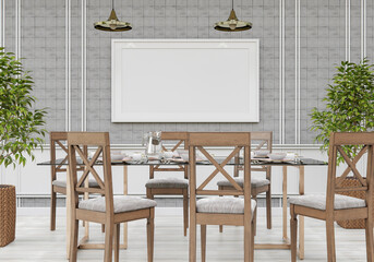 3D interoir design for living room and mockup frame