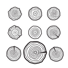 Tree rings icons, concept of saw cut runk