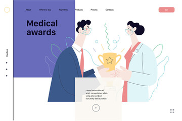 Medical awards - medical insurance web template. Flat vector