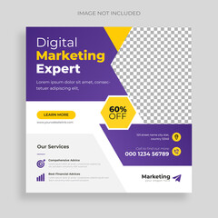 Digital Marketing Social Media Post banner Template set, social media post banner design template. business marketing post. Digital marketing agency post banner set, Digital marketing.
