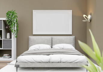 3D interoir design for bedroom and mockup frame