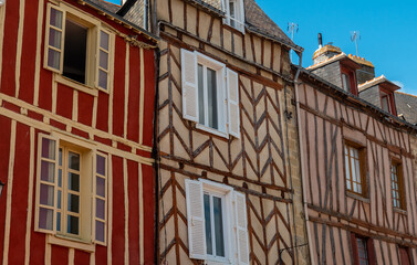 Fototapeta na wymiar Vannes coastal medieval town, traditional colored wooden houses, Morbihan department, Brittany, France