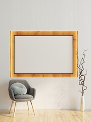 3D interoir design for living room and mockup frame