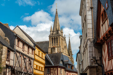 Vannes medieval coastal town, old town and St. Peter's Cathedral Basilica, Morbihan department, Brittany, France