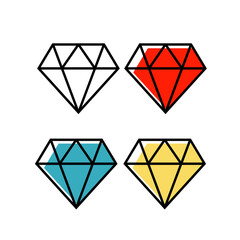 Fototapeta na wymiar Diamond line icon. Diamond outline vector sign