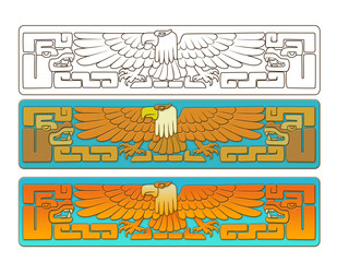 Inca Aztec pattern illustration color embossing eagle snake band