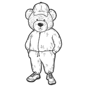 Cute bear toy sketch simple doodle outline Vector Image