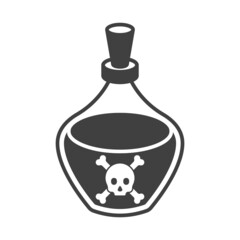 Poison glass bottle icon. A pot-bellied bottle with a cork. Isolated vector on white background.