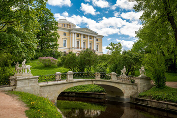 Fototapeta na wymiar bridge with centaurs in Alexander Park near St. Petersburg