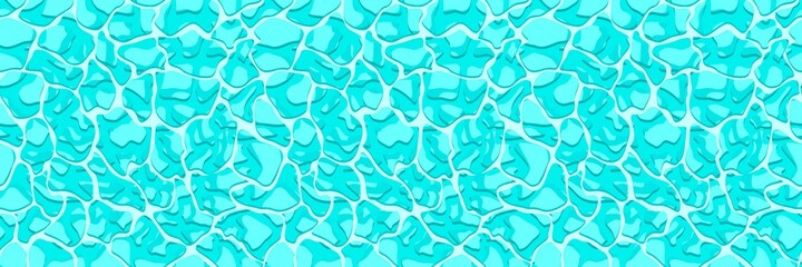 Abstract Seamless Blue- Green Geometric Pattern with Waves. Cellular Texture of Liquid. Raster. 3D Illustration