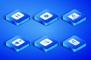 Set Music player, Pause button, Add playlist, Speaker volume, Record and Laptop with music icon. Vector