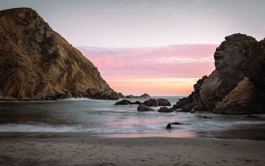 sunset at the Pfeiffer beach, Big Sur, California - Powered by Adobe