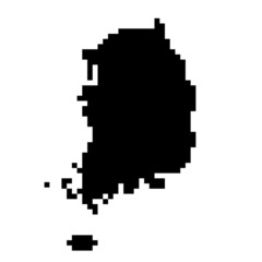 Fototapeta premium South Korea map silhouette from black square pixels. Vector illustration.