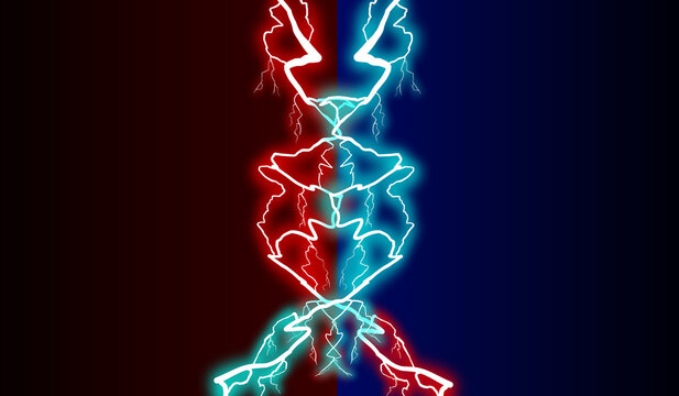VS background of red lightning and blue lightning