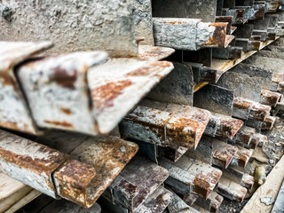 Stacks of old industrial concrete forms