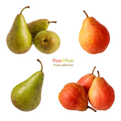 Red yellow and green fresh peard isolated on white background