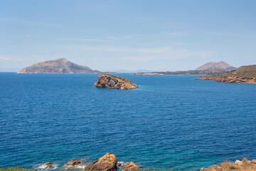 Transparent sea on a stretch of coast in Athens Greece