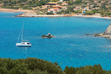 Transparent sea on a stretch of coast in Athens Greece