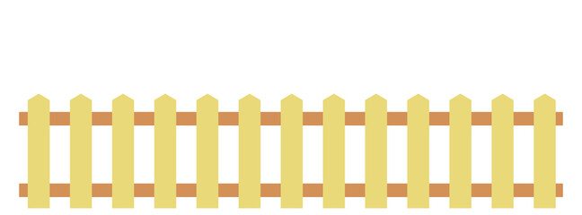 Wooden fence isolated on a white background. Flat style. Vector illustration.