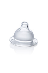 Larger transparent baby bottle nipple isolated