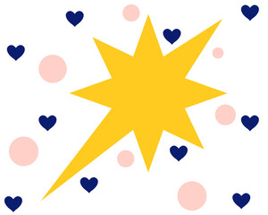 Hearts, stars and confetti pattern on abstract background, colorful greeting card template, graphic design illustration wallpaper