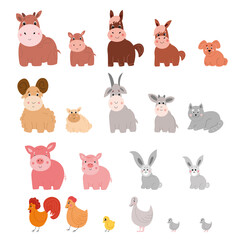 A set of pets on a white background.