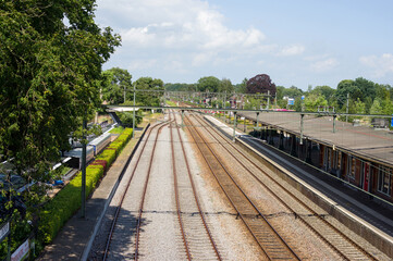 Fototapeta premium Many railway tracks at station Dieren in the Netherlands