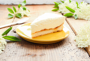 Holunderblüten Kuchen Quarkcreme Quark Frischkäse