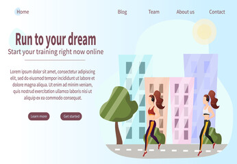 Girls run in the city, in the fresh air, health, sports life, fitness, city. Training concept. 