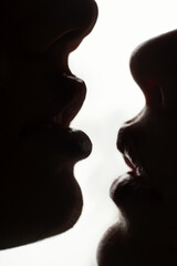 Kiss. I Love You. Couple In Love. Intimate relationship and sexual relations. Closeup mouths...