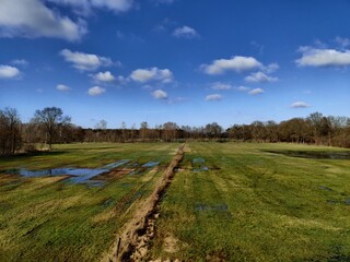 Fototapeta na wymiar Fields filled with water in the venn of Emsdetten, Germany